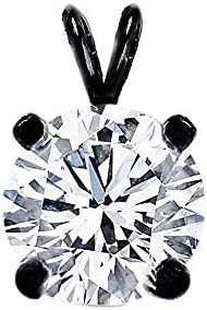 1.50 Carat Round Cubic Zirconia Black Rhodium Pendant. Genuine 925 Sterling Silver