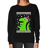 Big Green Trex Santa Ugly Christmas Sweater Funny Xmas Women Sweatshirt
