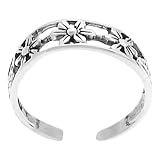 Sterling Silver Women's Flower Toe Ring Hypoallergenic Nickel Free .925 Stamp Adjustable Size