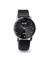 Crystal Fashion Mens Womens Unisex Dress Style Black Quart Watch + Gift Box
