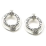 Crystal Circle Drop Clip Earrings
