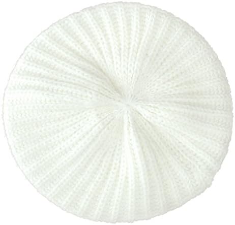 Womens Slouchy Angora Knit Beret Warm Cozy Winter Beanie Hat (Cream)