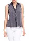 2B Chambray Collar Button Down Top