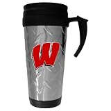 Wisconsin Badgers Stainless Steel Diamond Plate Travel Mug Coffee Cup