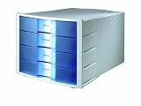 41XKfrntrYL. SL160  Han 1010 X 64 Impuls Schubladenbox inklusive Klebeetiketten, lichtgrau/transluzent blau