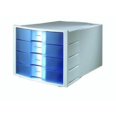 Han 1010-X-64 Impuls Schubladenbox inklusive Klebeetiketten, lichtgrau/transluzent blau