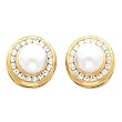 18K Yellow Gold Yellow Akoya Pearl and Diamond Earrings