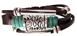 Leather and Medallion Zen Bracelet, Fits 6 to 8 Inch Wrists, For Men, Women, Teens, Girls and Boys, Gift Box