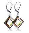 Sterling Silver Square Copper Crystal Earrings Made with Swarovski Elements