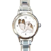Papillon Round Italian Charm Dog Watch