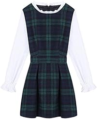 A-line Plaid Print Chiffon/Polyester Lace  Round Neck Midi Dress  With Ruffles