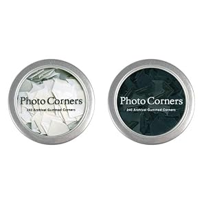 Photo Corners Mount Vintage 240 Gummed Archival Vintage look in Keepsake Tin