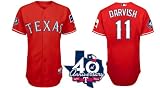 40th Texas Rangers Baseball Jersey #11 Darvish Red Jerseys Size 52