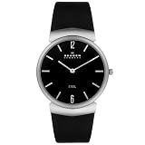 Skagen Men's Steel Collection Stainless Steel Black Leather Watch #695XLSLB