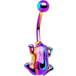 Rainbow Electro Titanium Hip Hop Frog Belly Ring