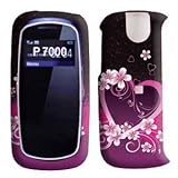 Pink with Purple Love Flower Heart Rubber Texture Pantech Impact P7000 Snap ....