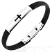 Men's Black Rubber and Stainless Steel ID Bangle Cross Design