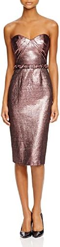 ML Monique Lhuillier Women's Strapless Metallic Jacquard Dress 0 Rose