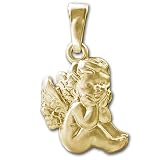 CLEVER SCHMUCK Goldener Anhänger Engelskind sitzend ECHT GOLD 333 mit Kette