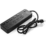 ISELECTOR 4320J Surge Protector 5-Outlet Individual Switches Power Strip with Dual USB Charging Ports(3.4A) - Black