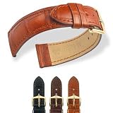 HIRSCH London I L, Genuine Alligator, 19 Brown matt, 20 mm, Gold Buckle