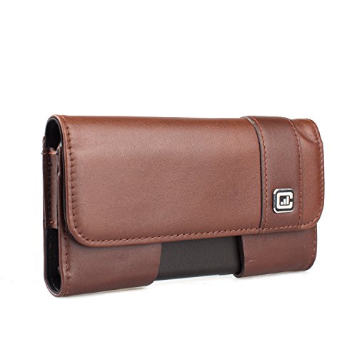 CASE123® MPS Mk II TLS Premium Genuine Cowhide Leather Oversized Vertical Swivel Belt Clip Holster for Apple iPhone 6 / 6s (4.7 in screen) for use with Apple leather case, Incipio Feather, Incipio NGP, TPU Covers, and more - Dark Cognac Cowhide