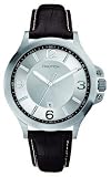 Nautica A19516G Gents Brushed Silver Case Watch With Brown Croco Pattern Leather Strap