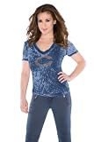 Chicago Bears Women's Fade Route Crystals V-Neck T-Shirt - by Alyssa Milano