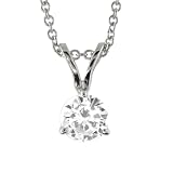 14k White Gold 3-Prong Solitaire Diamond Pendant (1/10 ct, I-J Color, I2 Clarity), 18