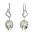 Earrings With 8.30ctw Precious Stones - Genuine Amethysts and Diamonds Crafted in White Gold Length 32mm