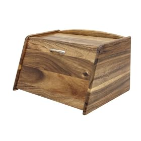 T&G Tuscany Drop Front Bread Bin in Acacia Wood