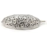Long Victorian Style Sterling Silver Ornate Flowered Hair Pin Clip Barrette