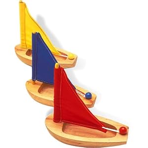 Buy Natural Wood Sailing Boat, Blue