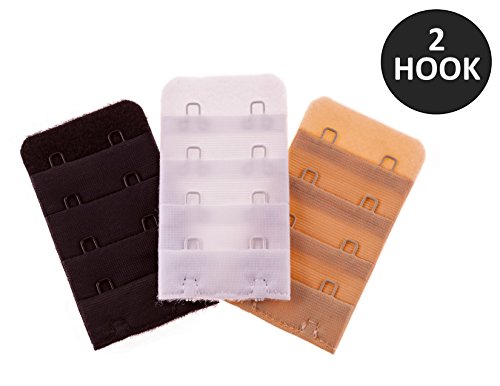 Coco's 2 Hook Bra Extender Band Lengthener with 4 Rows in 3-pack