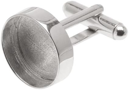Amate Studios Silver Plated Cuff Links Customizable Round Bezel 16.5mm (1 Pair)