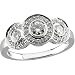 14K White Gold 04 Mm / 1/6 Cttw Crtd Moissanite & Diamond Ring