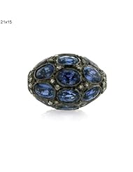 Diamond Pave Sapphire Gemstone Bead Finding Sterling Silver Antique Look Jewelry