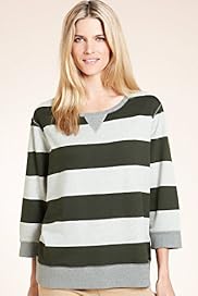 Cotton Rich Striped Sweat Top