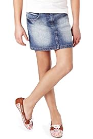Cotton Rich Washed Look Denim Skirt
