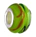 Pandora Style Charm Bead (Z314) made of Glass (14mm x 10mm) (fits Troll too) ~ Lime Green with Orange and Black Stripe