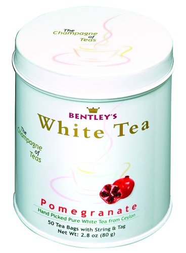 Bentley's Pomegranate Flavored Pure White Tea, 50 Count, Tins (Pack of 2) by Bentley's
