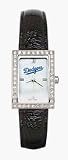 Los Angeles Dodgers Women's Allure Watch with Black Leather Strap