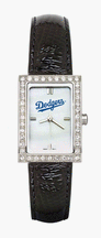 Los Angeles Dodgers Women's Allure Watch with Black Leather Strap