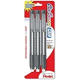 Pentel Clic Eraser Grip Retractable Eraser, Assorted Colors, 1 Pack of 3  (ZE21BP3-K6)