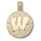 Wisconsin Badgers Solid 14K Gold ''W'' Basketball 5/8'' Pendant
