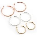 Set of 3 Hoop Earrings (Copper, Gold&Silver)