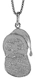 Sterling Silver Santa Claus Pendant, 7/8 in. (23mm)