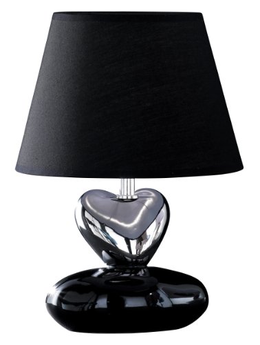 Honsel Leuchten 91761 Tischleuchte chrom/Keramik schwarz/chrom Schirm schwarz