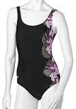 Speedo Women's Aquatic Resort Lycra Black Orchid Border Print Contourback Tummy Control One Piece Swimsuit