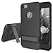 iPhone 7 Case, ROCK [Royce Stand] - Jet Black [Ultra Thin][Kickstand][Metal Texture Side Buttons][Dual Layered][Slim Fit][Hard PC + Soft TPU] For Apple iPhone 7 (2016)